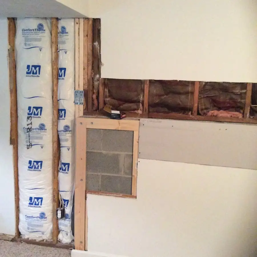 Wall insulation replacement during Basement Flood Cleanup in Old Orchard Beach